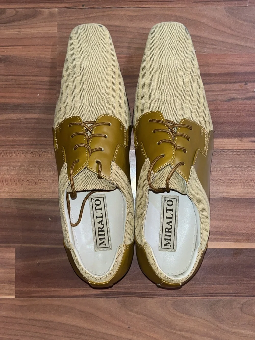 Men's Olive & Beige Herringbone Dress Shoes